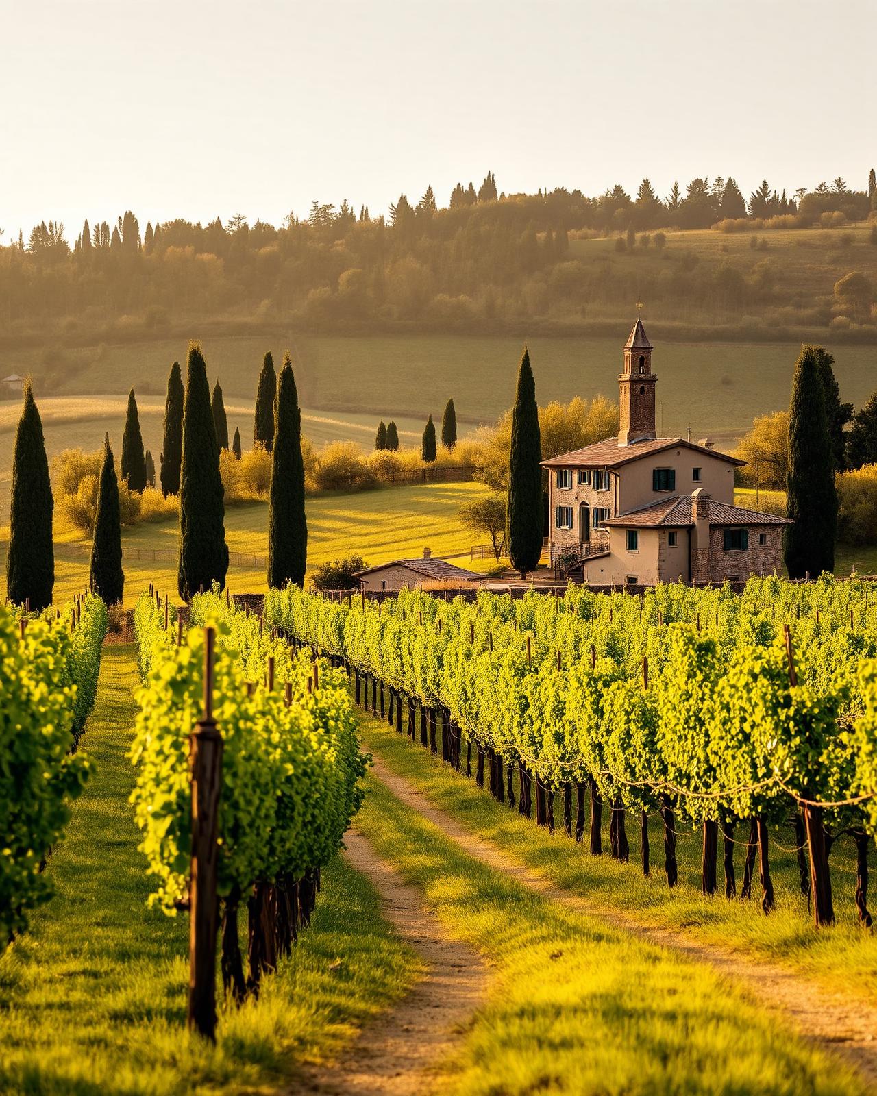 Tuscany vineyard landscape